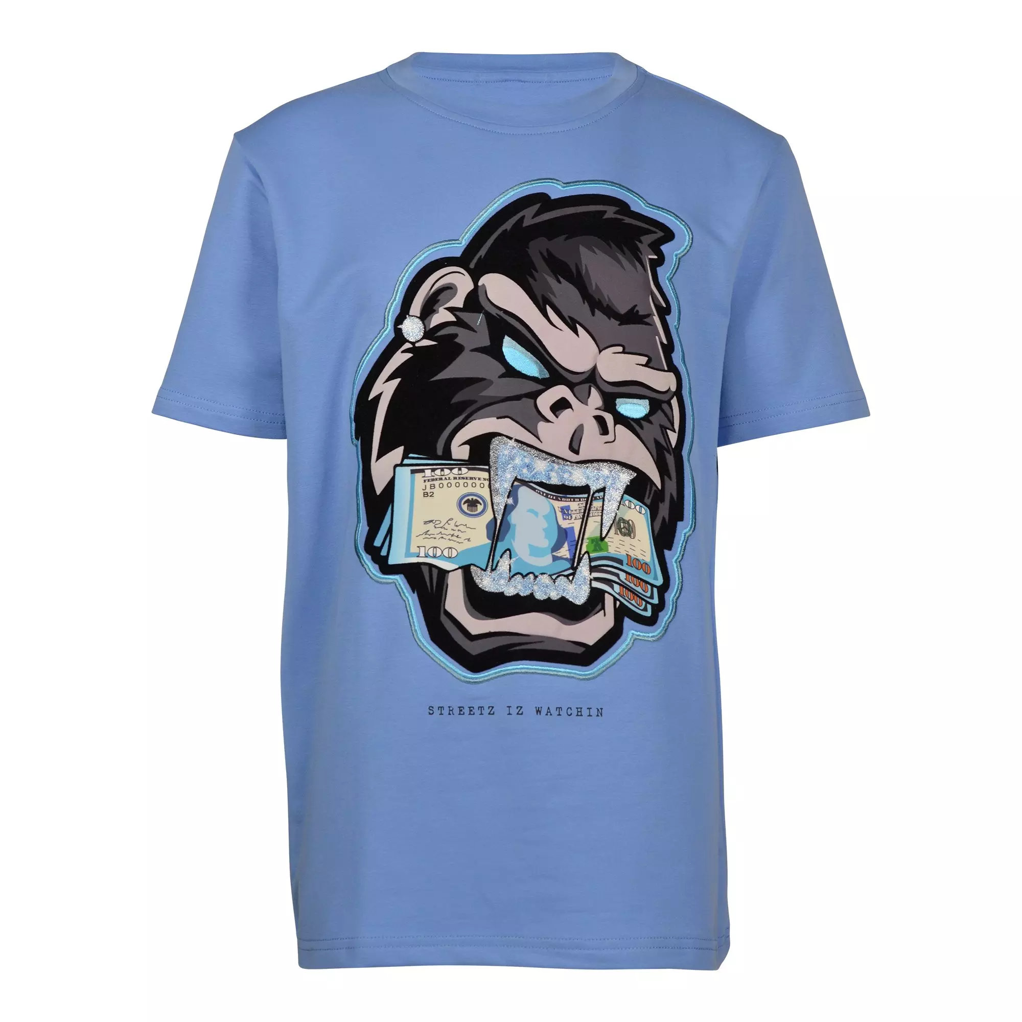 STREETZ IZ WATCHIN Big Boys' Graphic Crew Neck Tee - Blue